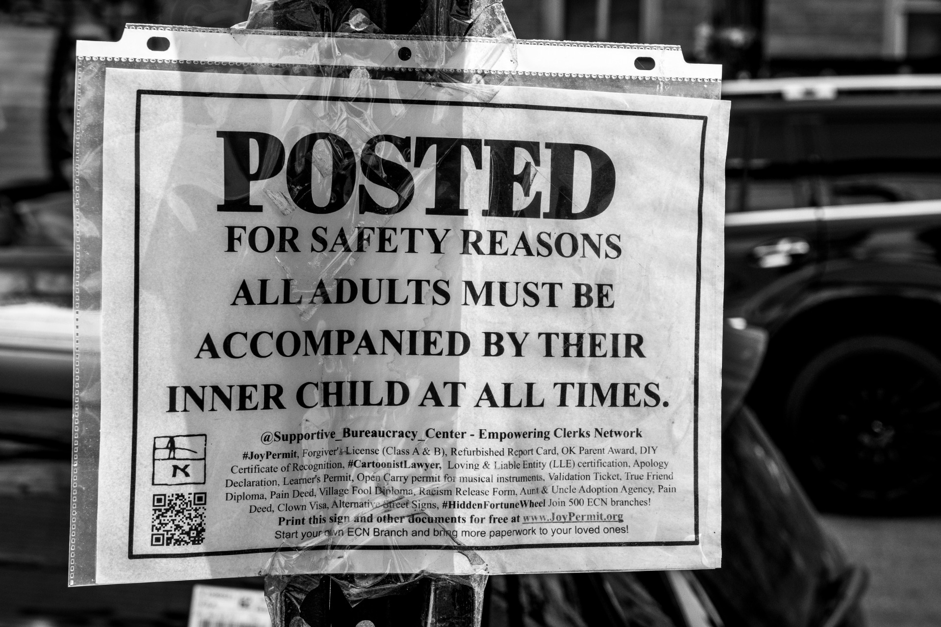 Posted, For Safety Reason All Adults Must Be Accompanied by their Inner Child at All Times